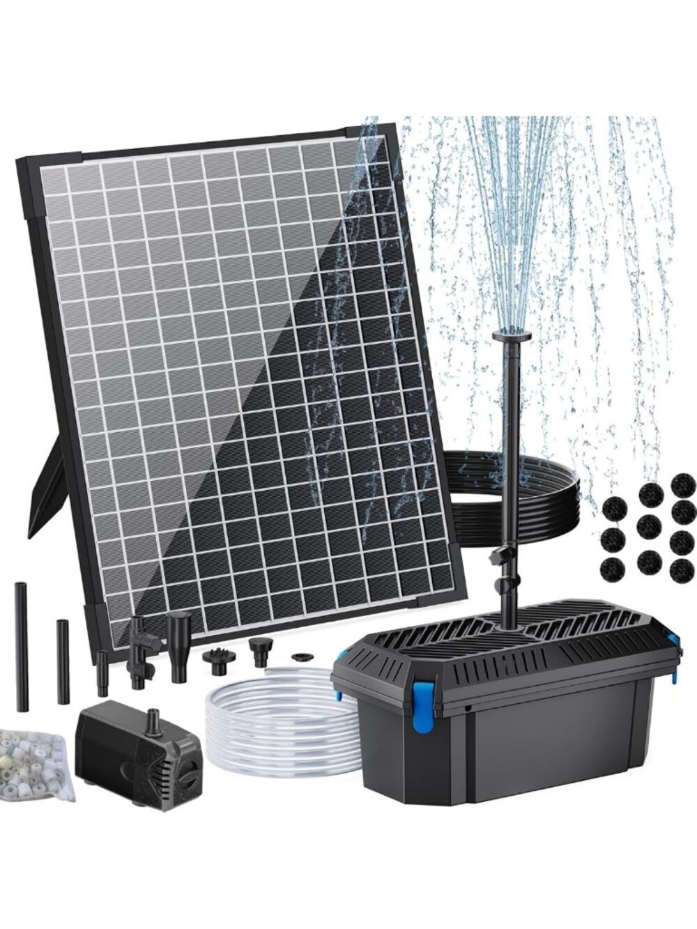25W Solar Pond Filter with Water Pump, Solar Pond Filter Box with Water Flow